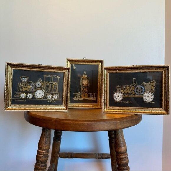 L. Kersh Other - L Kersh of London Horological Collage Art Signed Big Ben Locomotive  Rolls Royce